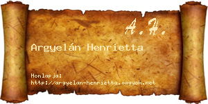Argyelán Henrietta névjegykártya