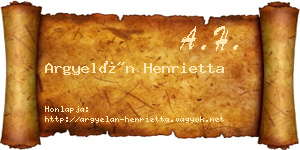Argyelán Henrietta névjegykártya